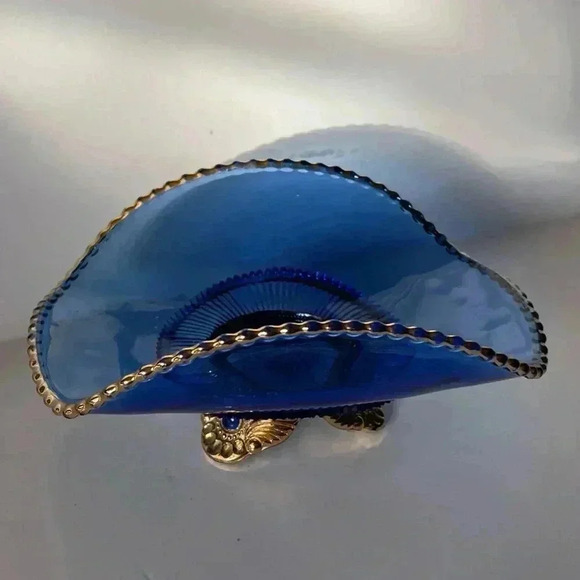 Nice 1898 US Glass EAPG “COLORADO” Blue 7” 3-Footed Bon Bon Dish - Picture 1 of 7